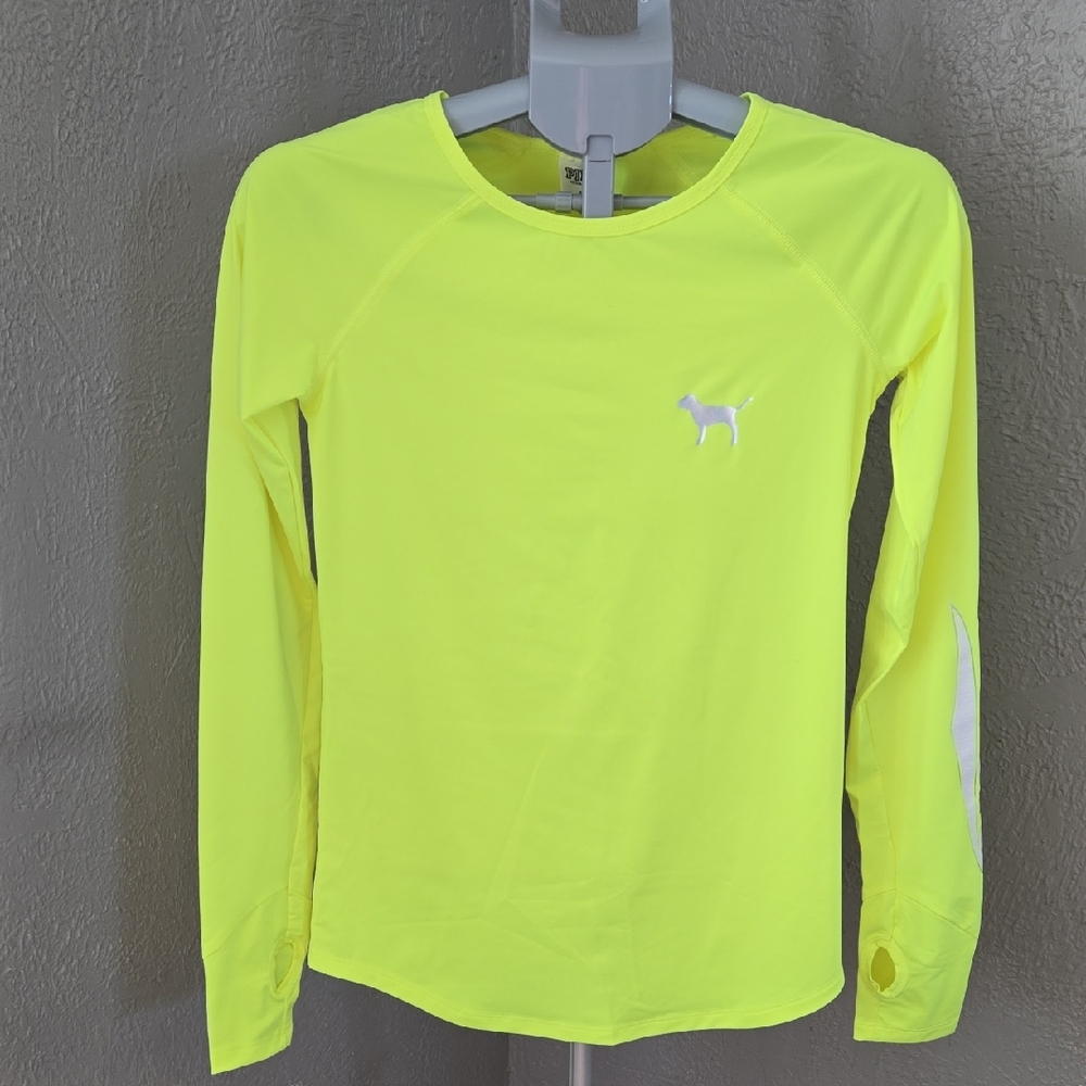 ^Victoria's Secret PINK Neon Yellow Lonng Sleeve Top Stretch
